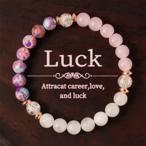 Natural Stone Bracelet Unique Design Original Pink Crystal Imperial Stone Bead Bracelet Attracts Love and Fortune