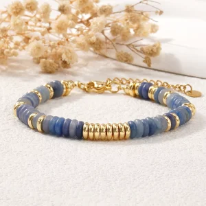 Natural Stone Bracelet for Women Adjustable Gemstone Beaded Boho Stretch Handwoven Bracelet