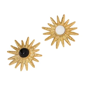 Natural Stone Brooch Fashion Gold Plated Stainless Steel Brooch for Women Clothing Accessory