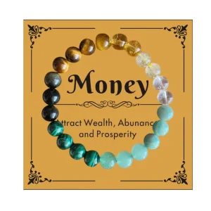 Natural Stone Charm Wealth Beaded Bracelet With Blessing Card Fashion Money Magnetic Bracelet Women Men Jewelry Gifts