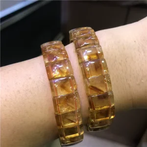 Natural Stone Citrine Manual Women’s Fashion Crystal Bangle Jewelry Female Birthday Present