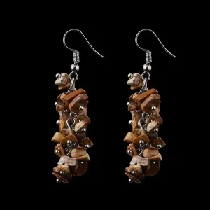 Natural Stone Earrings Gift 13 Colors Natural Stone Irregular Long Tassel Eardrop Multi Colored Crystal Chips Beads Earrings