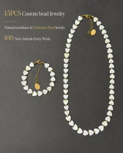 Natural Stone, Gold-Plated Stainless Steel, Freshwater Baroque Pearl Bead Necklace