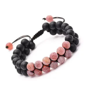 Natural Stone Grinding Sand Bracelet Adjustable Double Layer Woven Agate Bead Fashion Jewelry in Bracelets Bangles
