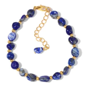 Natural Stone Handmade Beaded Oval Shape Lapis Lazuli Natural Gemstone Bracelet for Women