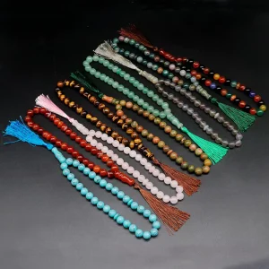 Natural Stone Islamic Prayer Beads Designed As Tasbih or Rosary with Spacer and Tassel