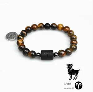 Natural Stone Magnet Energy Stone Jewelry Tiger Eye Stone 12 Star Sign Tree of Life Fashion Bead Bracelet