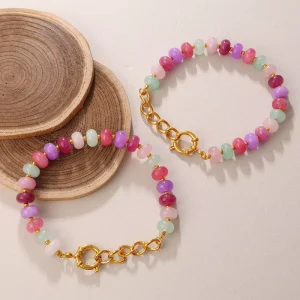 Natural Stone Plate Beads Beaded Bracelet Resin Bead Bracelet Multi Color Abacus Beads Bracelet for Women