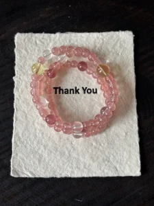 Natural Strawberry Rose Quartz Crystal Beaded Bracelets Double Layer Pink Agate Trendy Style for Anniversary Jewelry Gift