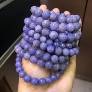 Natural Tanzanite 8mm 10mm 12mm Round Bead Bracelet Fashion Crystal Jewelry for Women
