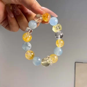 Natural Tiger Eye Crystal Beaded Bracelet 10mm Mixed Color Yellow Blue Red Unisex Gift Office Career Jewelry