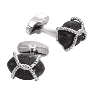 Natural Volcanic Stone Premium Cufflinks Custom Men’s Suit Shirt Fashion Accessory Wedding Tuxedo Trendy Jewelry Gift