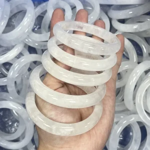 Natural White Crystal Bangles Snowflake Phantom Clear Quartz Bangle Bracelet Fashion Jewelry Women’s Phantom Bracelets
