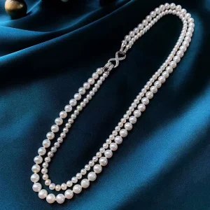Natural White Freshwater Pearl Necklace for Women Single or Double Layer Fashion Jewelry Various Sizes