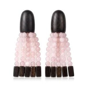 Natural Wood Beaded Long Tassel Earrings Trendy Unique Fashion Natural Stone Statement Earrings