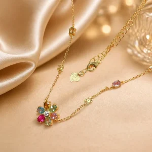 Natural tourmaline Jewelry Silver 925 Jewelry Gold Plated Jewelry Engagement Wedding Fashion garland Pendant Necklace