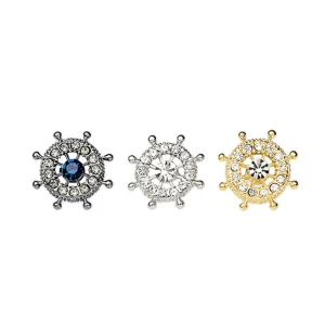 Naval Style Brooch Lapel Pins Rudder Helm Design Custom Wedding Suit Shirt Fashion Accessory Collar Stay Jewelry Gift