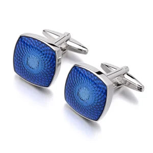 Navy Blue Enamel Elegant Cufflinks Custom Mens Suit Shirt Fashion Accessory Wedding Tuxedo Trendy Jewelry Gift Set