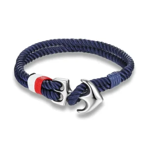 Navy Wind Hand Woven Couple Bracelet Stainless Steel Anchor Nylon Rope Fashion Charm Jewelry