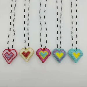 Necklace Candy Color Sweet Cute Love Heart Shaped Personalized Simple Handmade Woven Bead Fashion Pendant Necklace