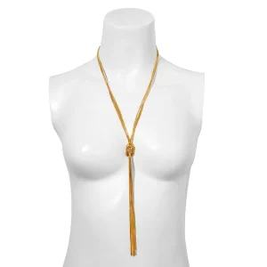 Necklace Set Long Thin Chain Adjustable Black Silver Gold Knot Pendant Necklace