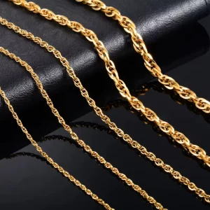 Necklace for Women Men Punk 316L Stainless Steel Twist Link Chain Gold Color Plated Jewelry Accessories on Neck Collar Choker