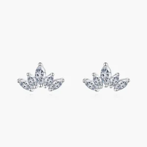 New 100% Sterling Silver 925 Sparkling Clear Zircon Crown Earring for Women Statement Jewelry Gift
