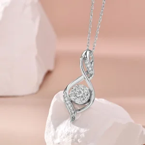 New 925 Sterling Silver Spiral Twisted Teardrop Pendant Necklace Jewelry for Women