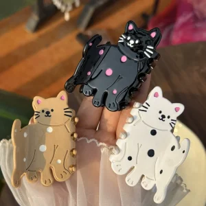 New Acetate Retro Hair Claw Oil Dropped Design Sun Moon Stars Solid Color Shark Clip High Ponytail Hair Accessories Women Carton