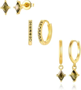 New Arrival 14K Gold Plated Copper Huggie Hoop Earrings Set Dainty Zircon Inlaid Small Simple Fashion Stud Earrings for Women