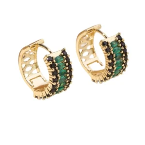 New Arrival 18K Gold Plated Brass Zircon Hoop Earrings Women Minimalist Luxury Earring Fashion Jewelry Supplier
