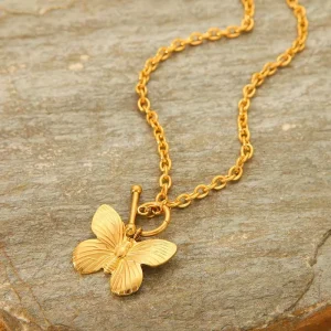 New Arrival 18K Gold Plated Stainless Steel Elegant Butterfly Pendant Necklace Women Fashion Jewelry Accessories Gift