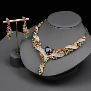 New Arrival Bohemian Solid Color O Shape Chain Alloy Necklace Earring Set for Women Jewelry
