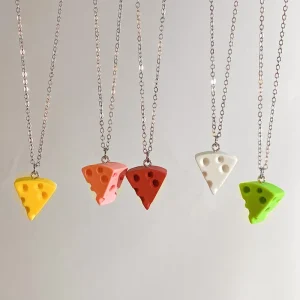 New Arrival Cheese Cute Necklace Silver Plated Creative Best Friend Necklaces Colorful Sweet Girls Chain Necklace
