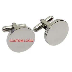New Arrival Clothing Fashion Simple Design Custom Shape Logo Brand Metal Button Cufflinks for Men Shirt