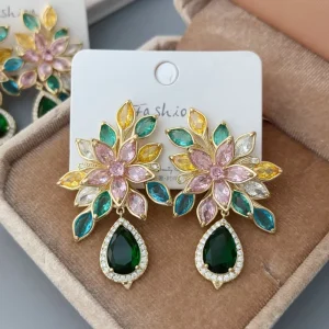 New Arrival Colorful Flower Drop Earrings for Woman Fashion Jewelry