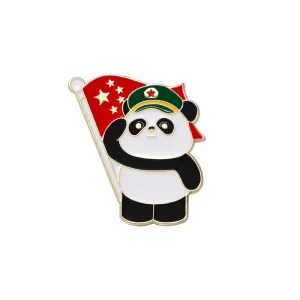 New Arrival Enamelled Round 2D 3D Colorful Customizable Design Panda Metal Sports Style Brooches Scarf Pin Badge Women
