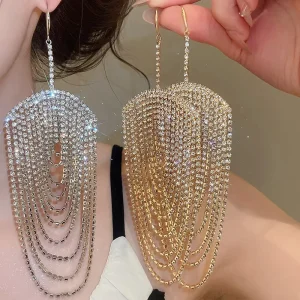New Arrival Fashion Fashionable and Exquisite Multi layer diamond Tassel Earrings luxury Versatile Earring Design Earrings