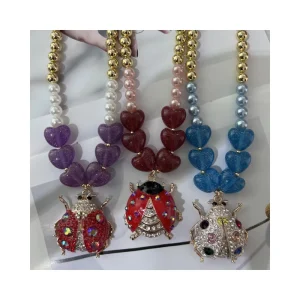 New Arrival Fashion Jewelry Gold Plated Beaded Bracelet Necklace Pearl Pendant Ladybug Charm Trendy Unisex Gifts Weddings Party
