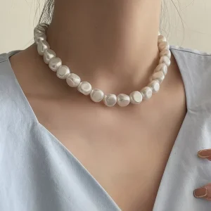 New Arrival Fashion Jewelry Irregular Shaped Pearl Necklace for Women Simple Chain Jewelry Korean Pearl Necklaces Chokers
