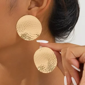 New Arrival Fashion Metal Geometric Irregular Gold Earring Irregular Chunky Golden Geometric Round Earrings