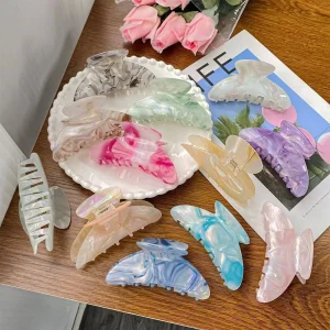 New Arrival Fashion Unique Printed Marble Color Glitter Hair Claw Clips 11cm Girls Sweet High Quality Clips Hair Accessories