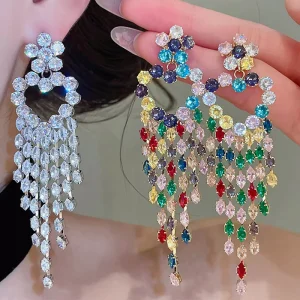 New Arrival Fashion Zircon Heart Tassel Earrings Luxury High End Style Drop Earrings for Fashionable Fine Banquet Jewelry