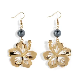 New Arrival Hawaiian Pearl 18K Gold Jewelry Earing Beautiful Flower Ladies Accessories Earring
