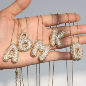 New Arrival Initial 26 Letter Exaggerated 18K Gold Plated Brass Necklace A Z Alphabet Pendant Clavicle Chain Eco friendly