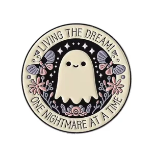 New Arrival Metal Cartoon Brooch Cute Unique Butterfly Ghost Design Creative Cartoon Round Letter Accessory Pin Badge