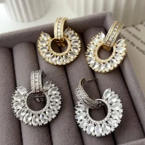 New Arrival Micro Pave Flower Drop Earrings Fashion Jewelry