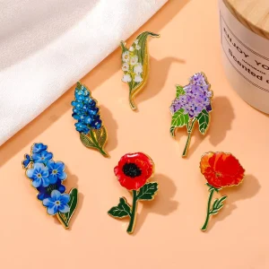 New Arrival Plant Flower Series Enamel Pins Alloy Lily of the Valley Floral Brooch Fashion Clothing Accessories Metal Badge