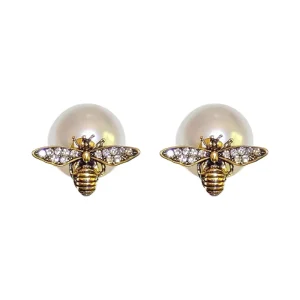New Arrival Stud Earrings Fashion Animal Metal Women Trendy Bees Pearl Double sided Two wear Earrings Light Luxury Jewelry