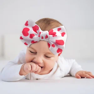 New Arrival Sweet Newborn Hair Accessories Baby’s Comfortable Headband Nylon Printed Bow Elastic Headband for Girls